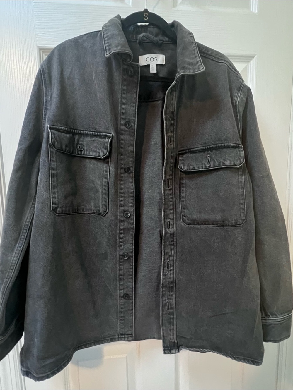 COS Men’s Charcoal Gray Denim Utility Shirt Jacket 100% Turkish Cotton Medium